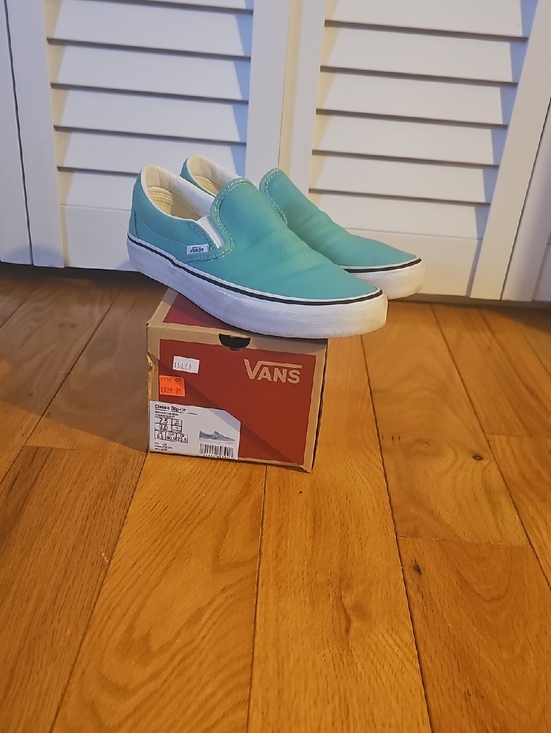 Vans Shoes - Vans Slip-On Sneakers in Teal Green and White